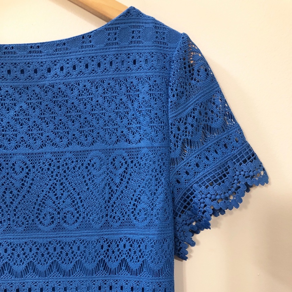 NWT London Fog Eyelet Dress blue  sz 8 - Picture 4 of 8